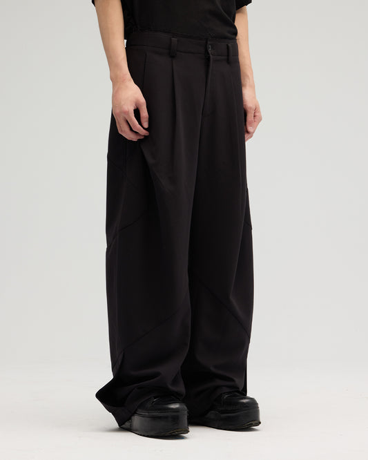 VACANT_Wide Spliced Pants (Black)
