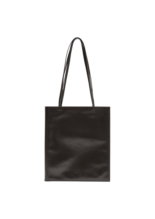 AMOMENTO_LARGE SLIM LEATHER BAG (Dark Brown)