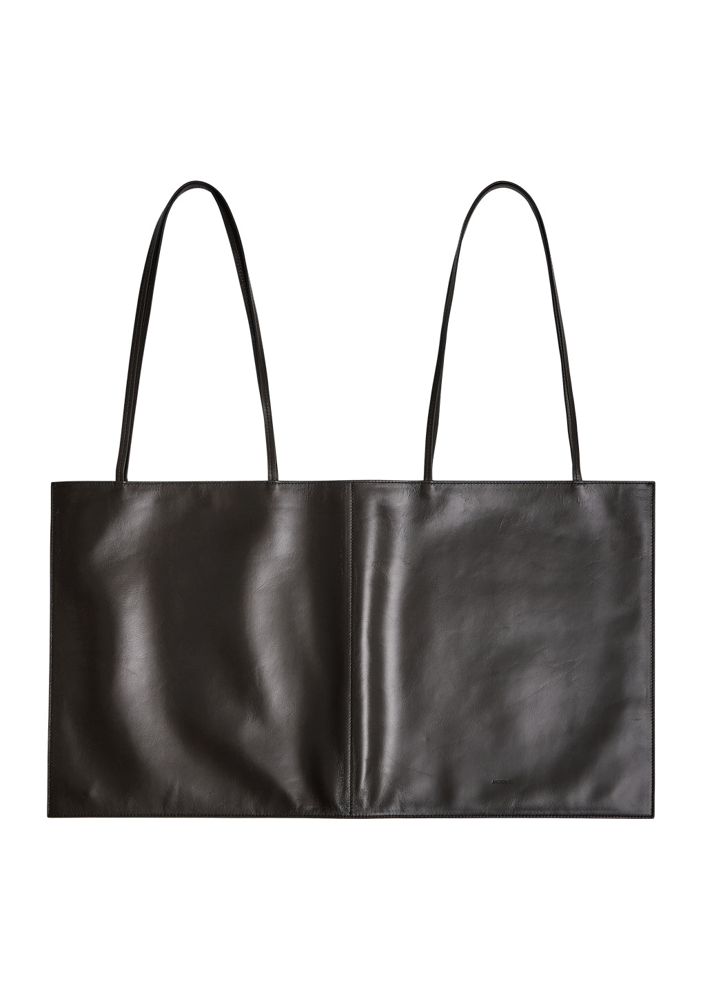 AMOMENTO_LARGE SLIM LEATHER BAG (Dark Brown)