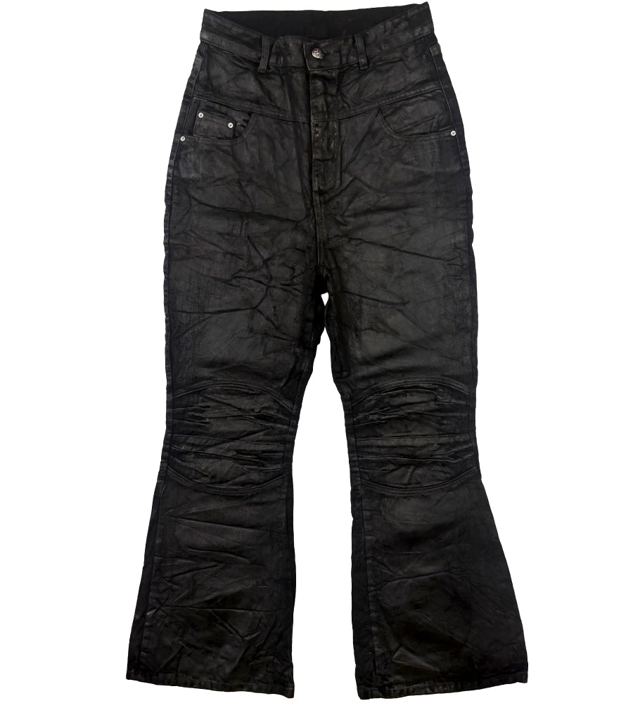 Sunday Off Club_Crackle Waxed Biker Jeans (Black)