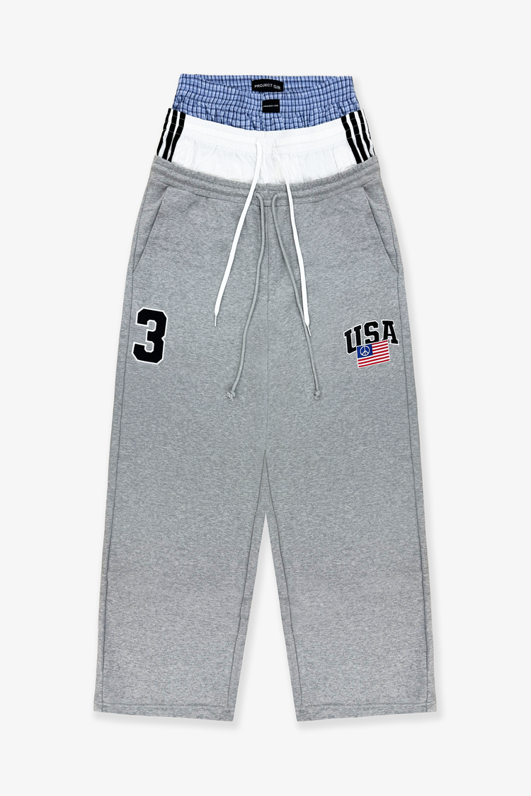 最大15%OFFクーポン PROJECT G/R_3 STORE TOBIRA – (Grey) PANTS SWEAT LAYERED パンツ