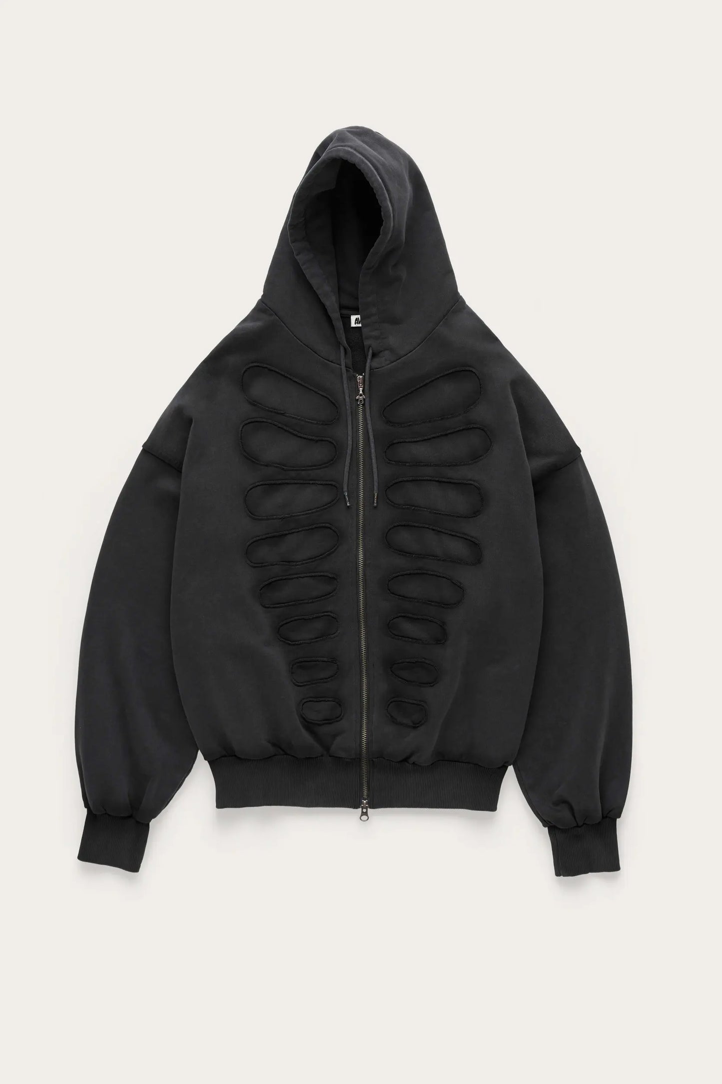 AVAVAV_AVAVAV SHOULDERLESS HOODIE WITH FAKE CUT-OUT APPLICATION (Black)