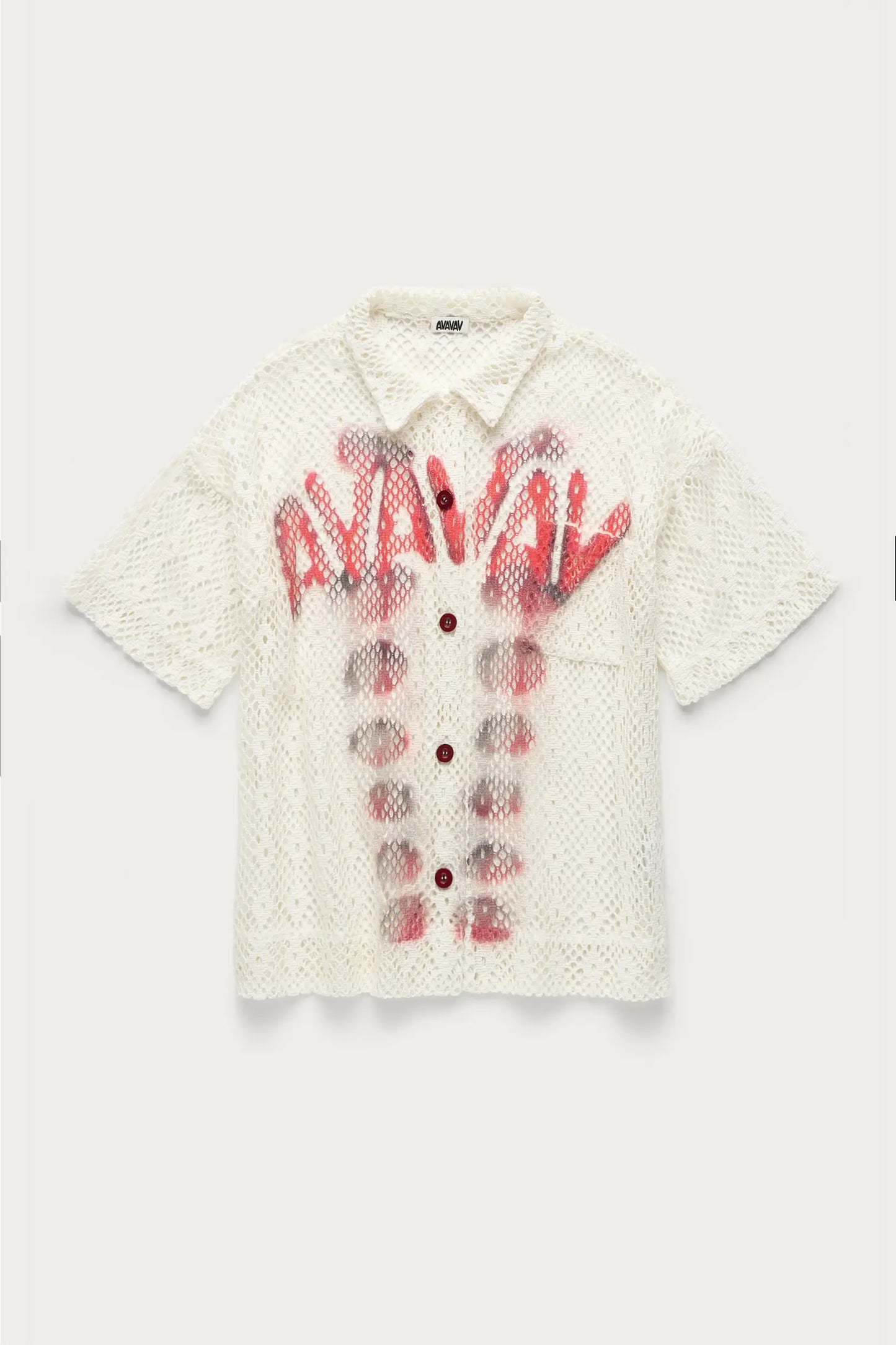 AVAVAV_AVAVAV SHORTSLEEVE CROCHET PRINTED SHIRT (White)