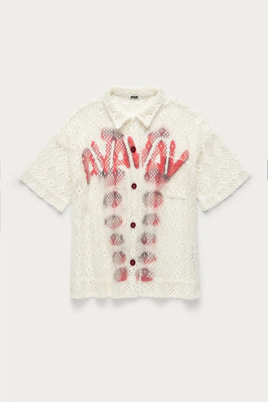 AVAVAV_AVAVAV SHORTSLEEVE CROCHET PRINTED SHIRT (White)