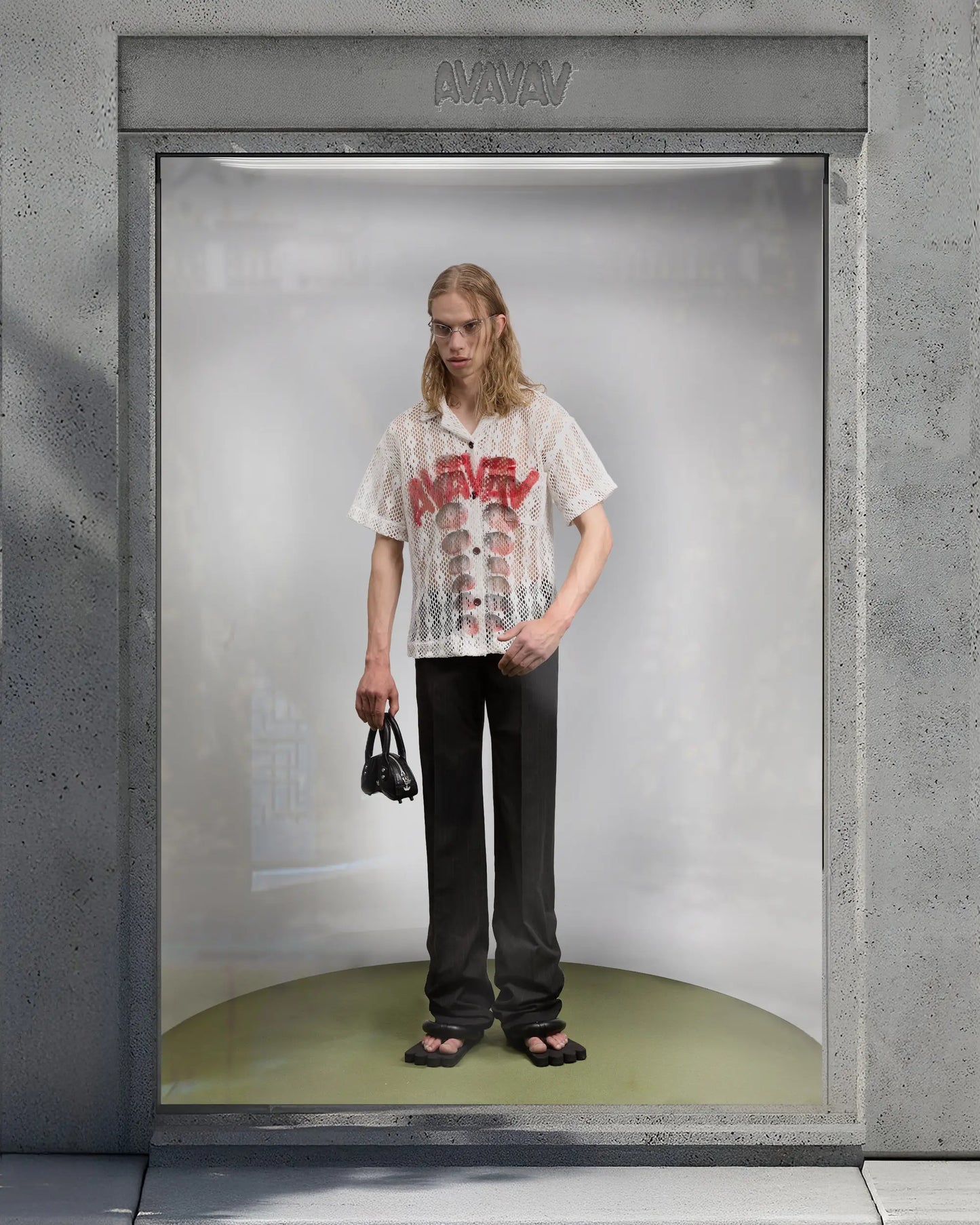 AVAVAV_AVAVAV SHORTSLEEVE CROCHET PRINTED SHIRT (White)