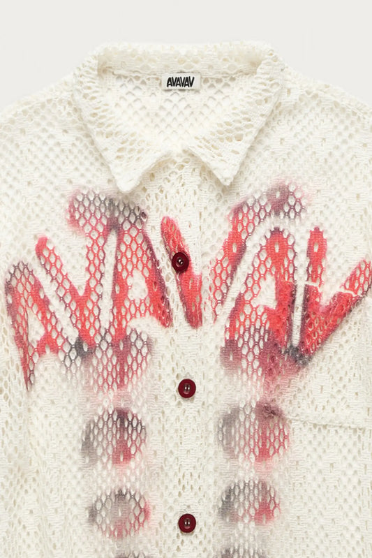 AVAVAV_AVAVAV SHORTSLEEVE CROCHET PRINTED SHIRT (White)