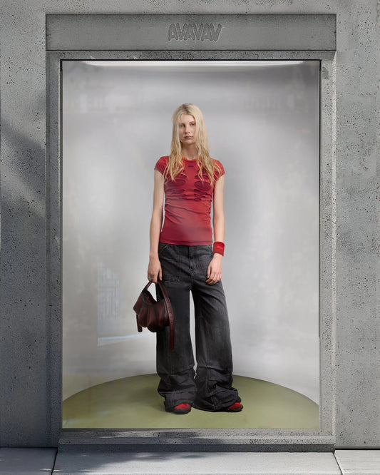 AVAVAV_AVAVAV BABY T-SHIRT DOUBLE LAYER CUT-OUT (Red)