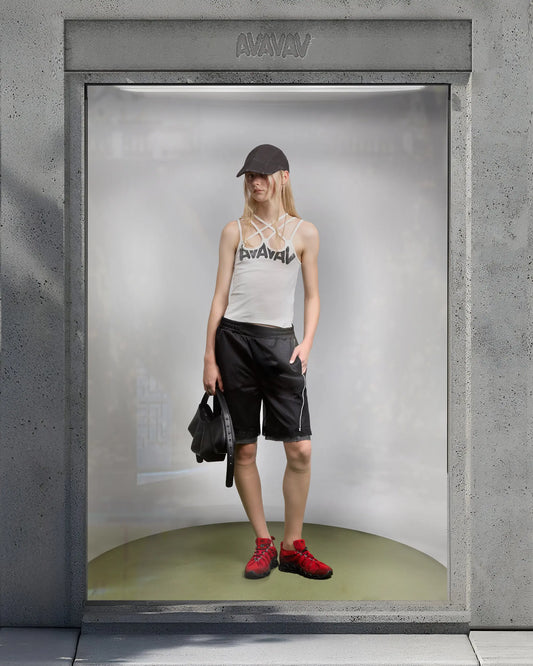 AVAVAV_AVAVAV MULTI STRAP PRINTED TOP WITH LOGO (White)