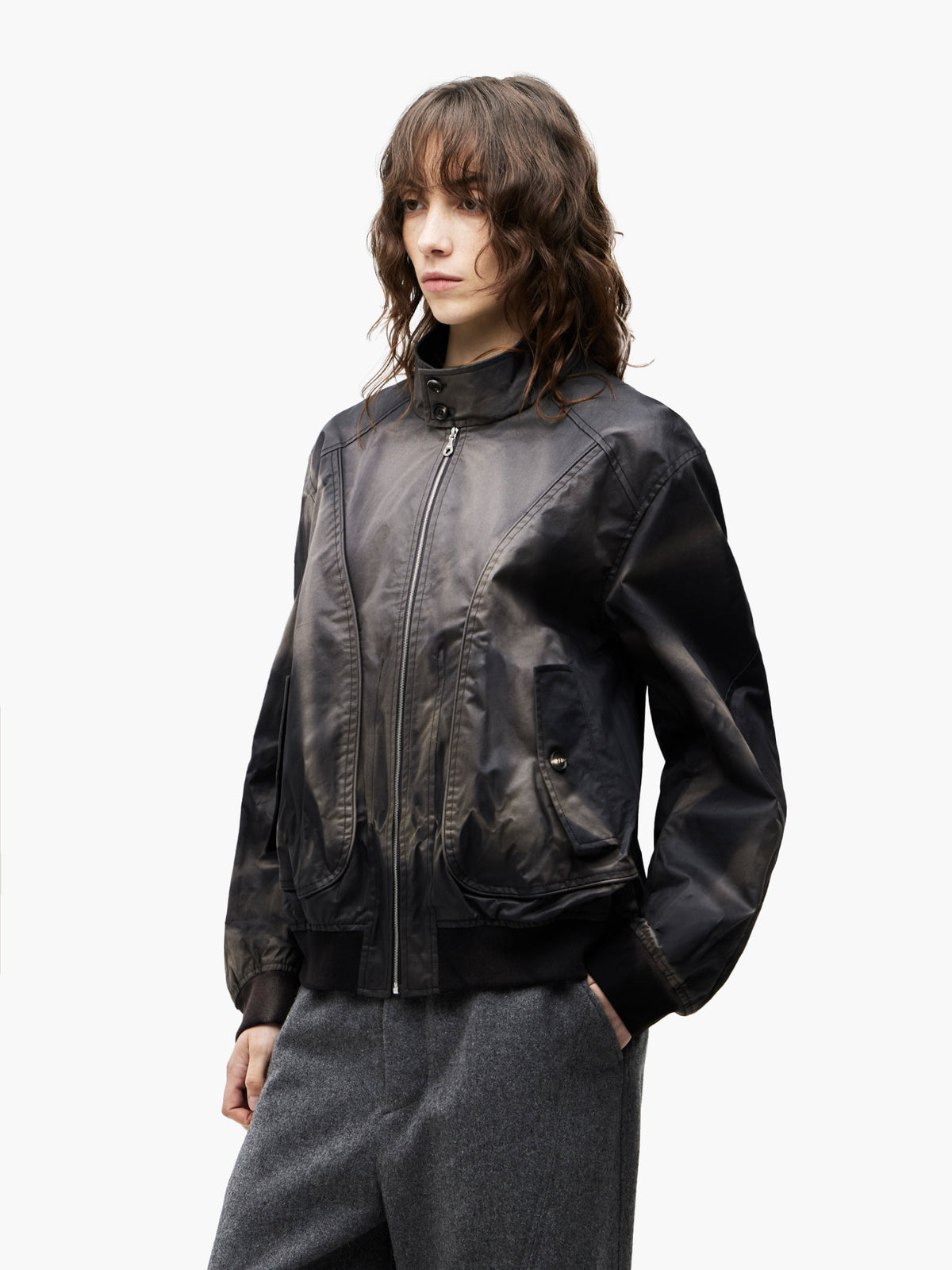 JiyongKim_Sun-Bleached High Neck Blouson (Black)