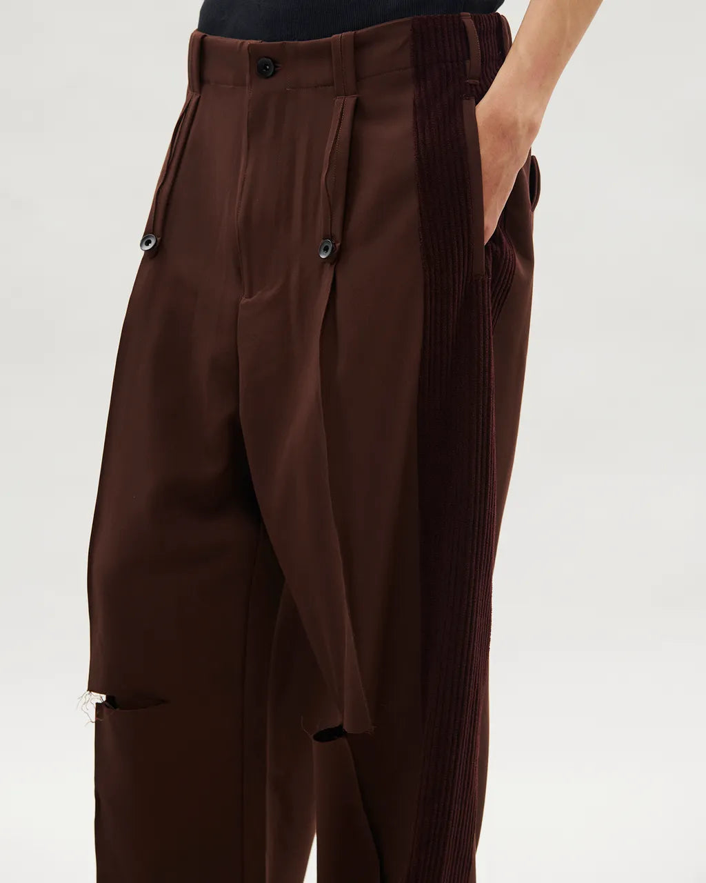 VACANT_Spliced Pants (Burgundy)