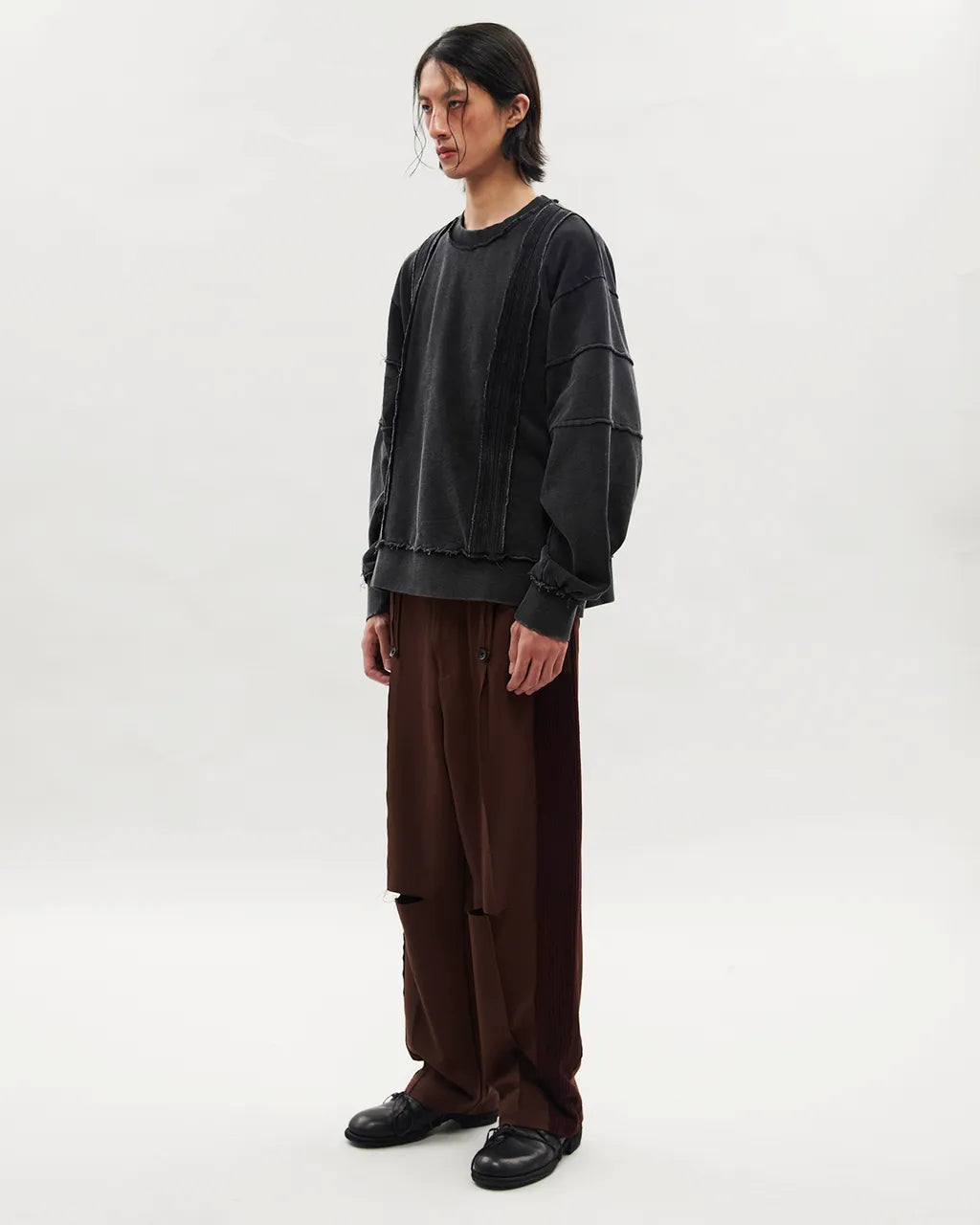 VACANT_Spliced Pants (Burgundy)
