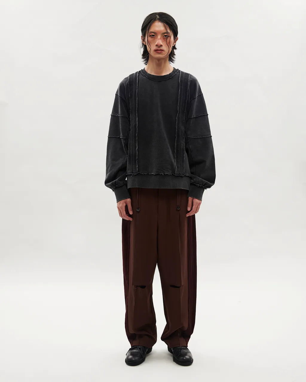 VACANT_Spliced Pants (Burgundy)