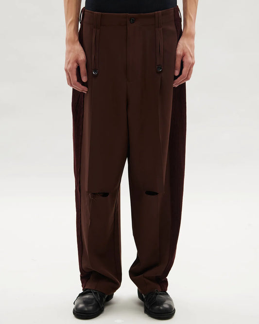 VACANT_Spliced Pants (Burgundy)