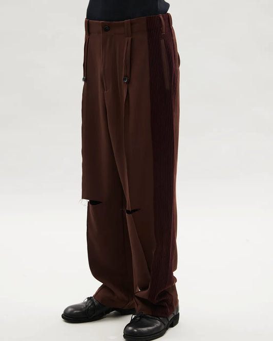 VACANT_Spliced Pants (Burgundy)