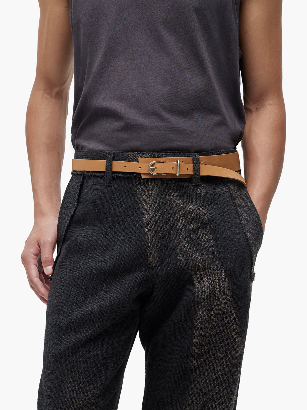 JiyongKim_Layered Leather Belt (Tan)