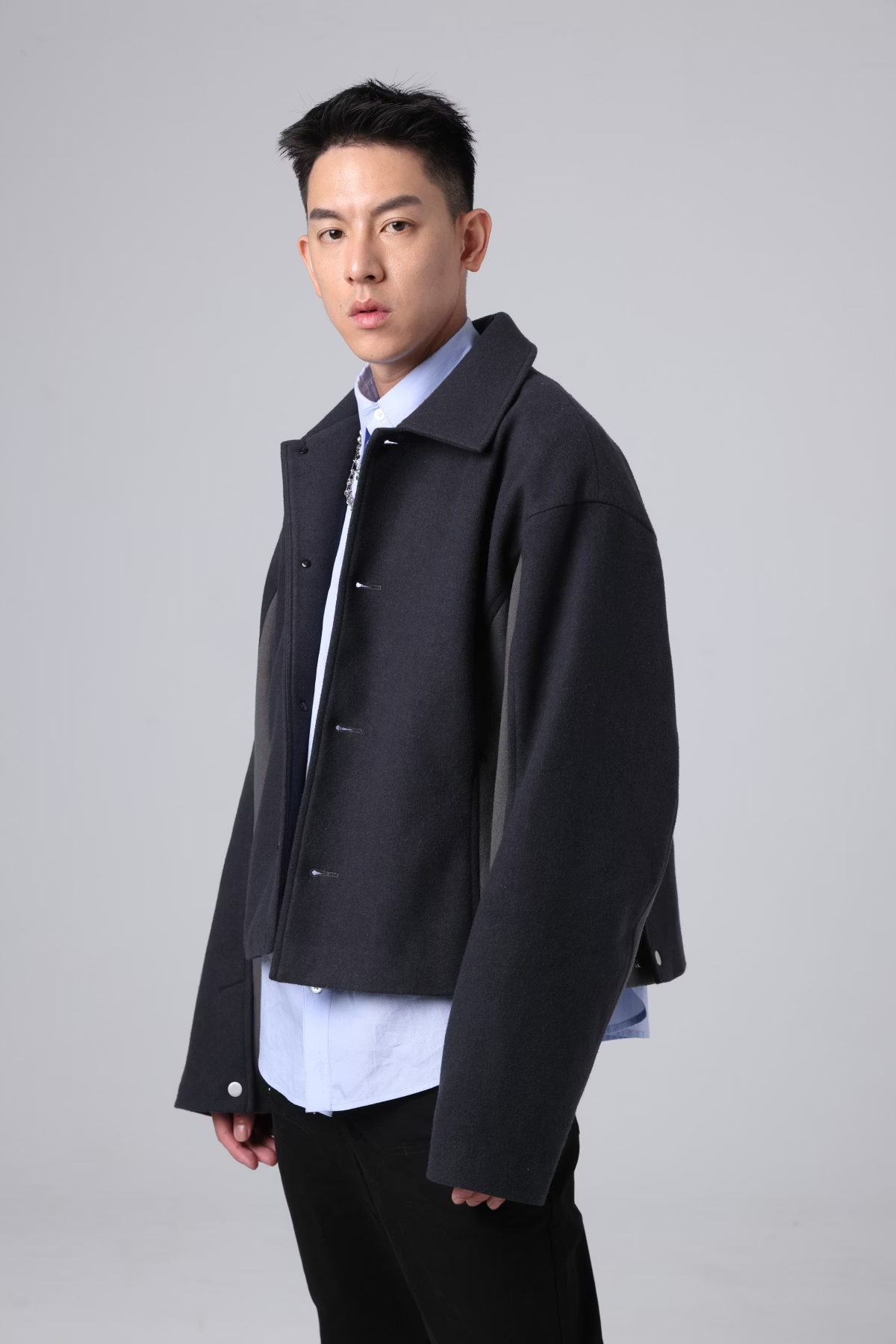 EQUALNEAR_HIGH Tweed Jacket (Gray)