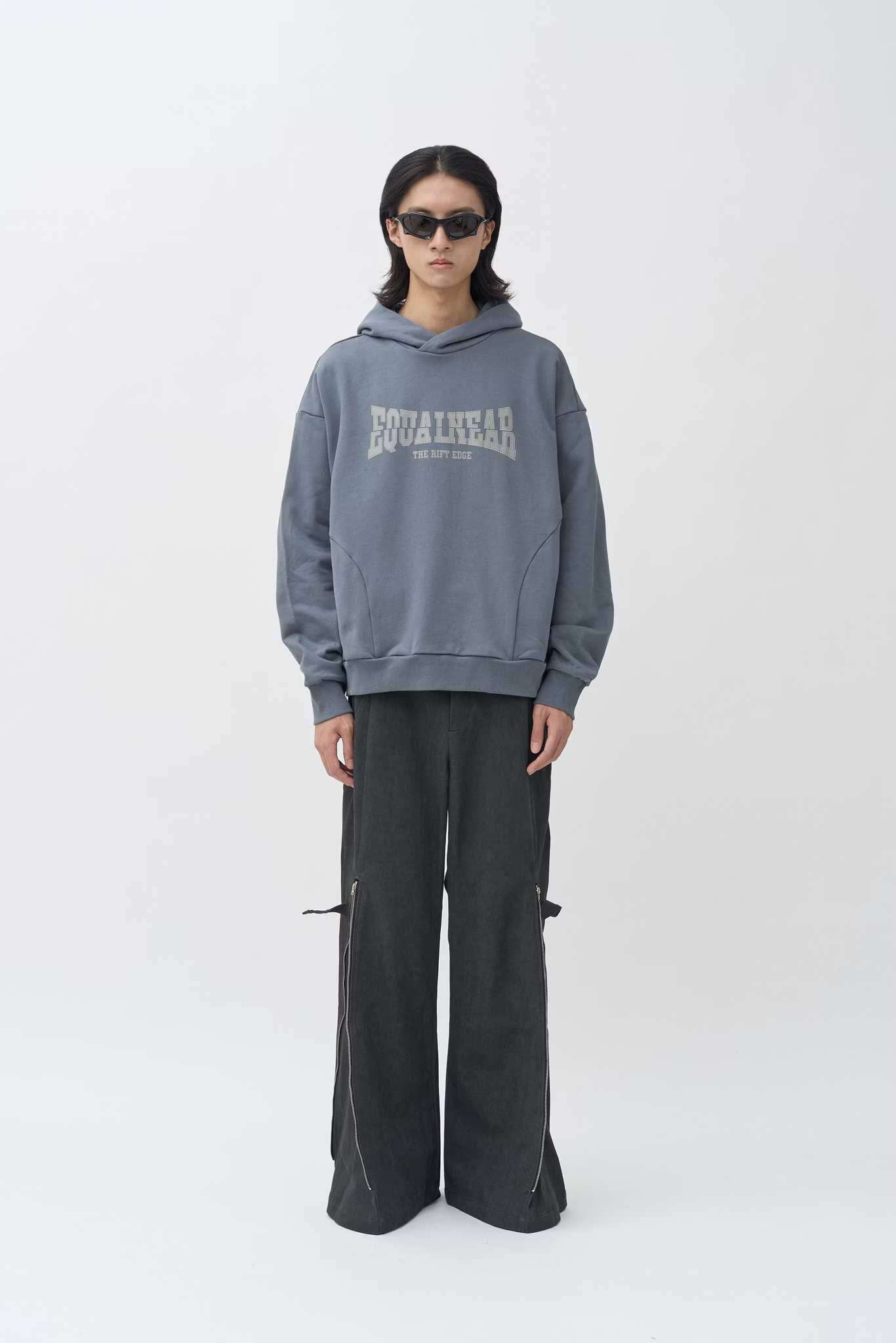EQUALNEAR_Rift Logo Hoodie (Gray Blue)
