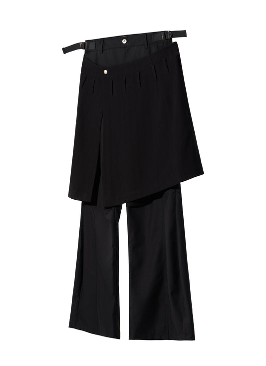 EQUALNEAR_Ammo Belt Flared Pants (Black)