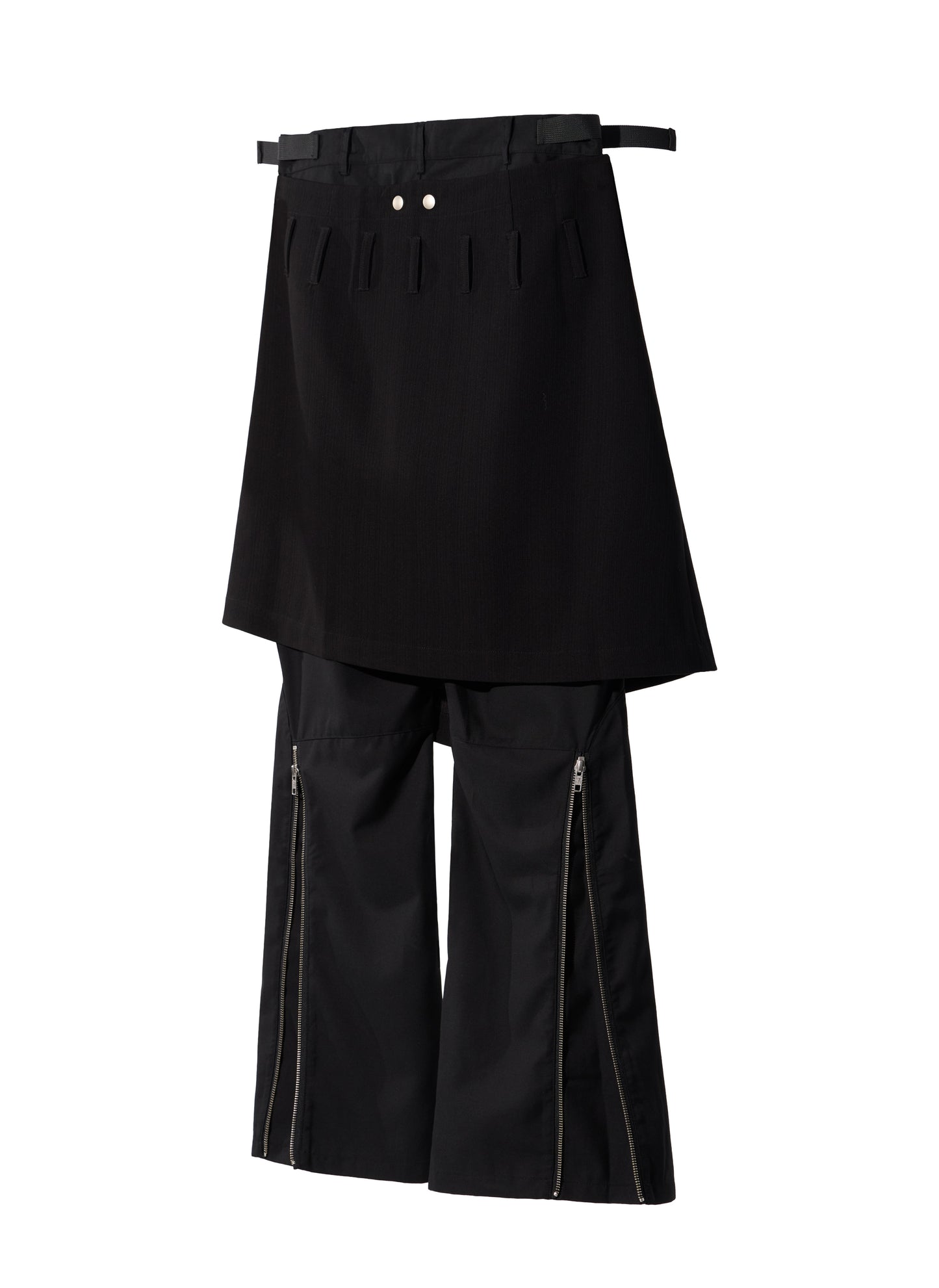 EQUALNEAR_Ammo Belt Flared Pants (Black)