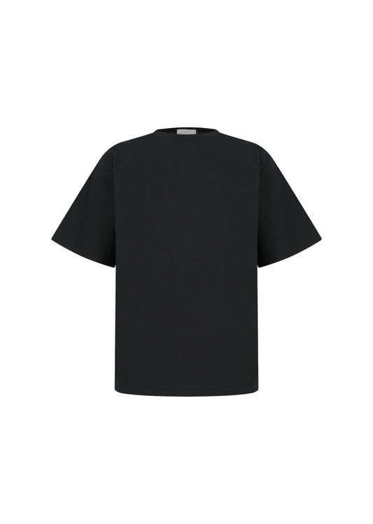 AMOMENTO_BOAT NECK T-SHIRT (Black)