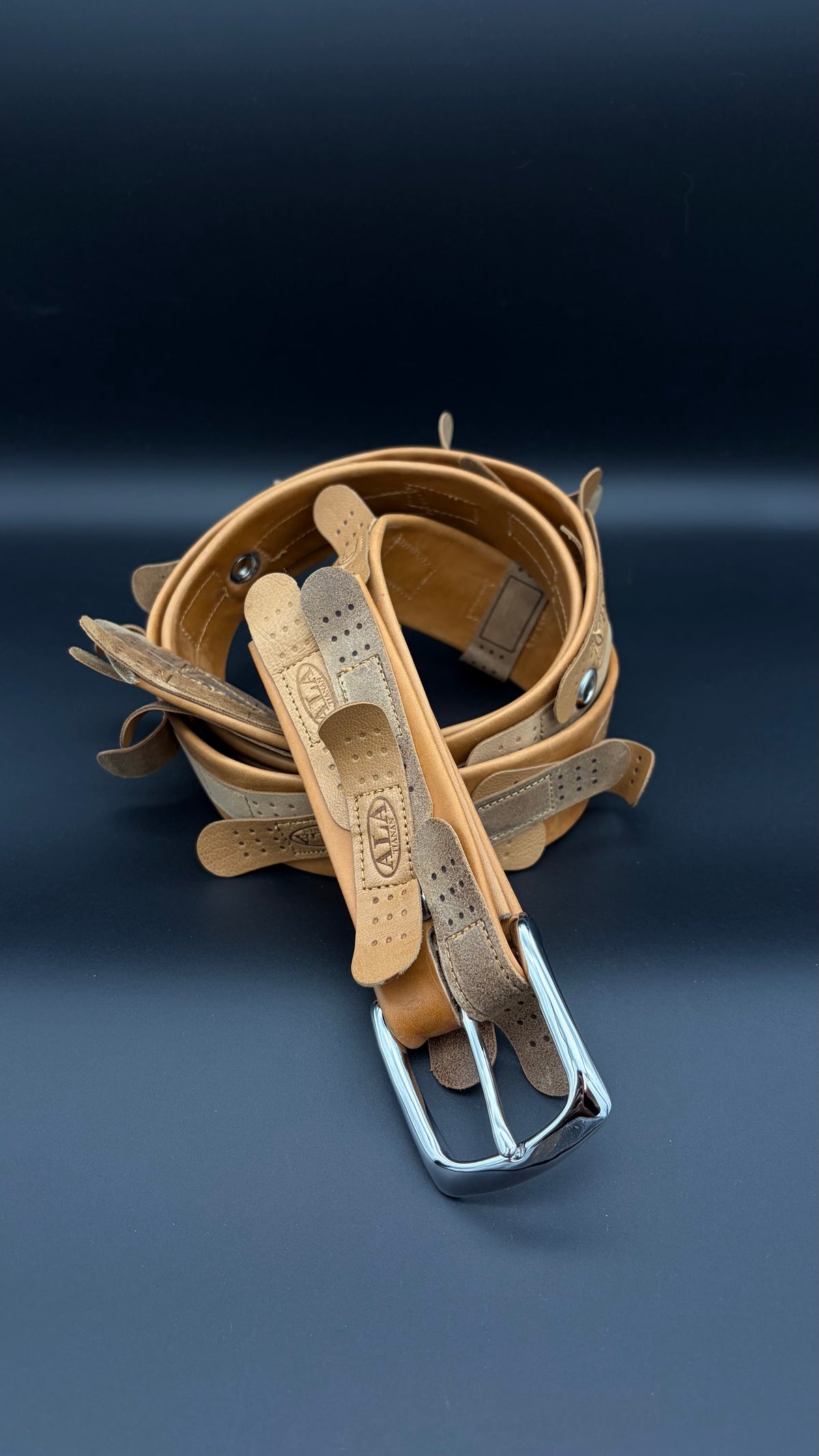 ALA TIANAN_Engraved Print Leather Band-Aid Belt