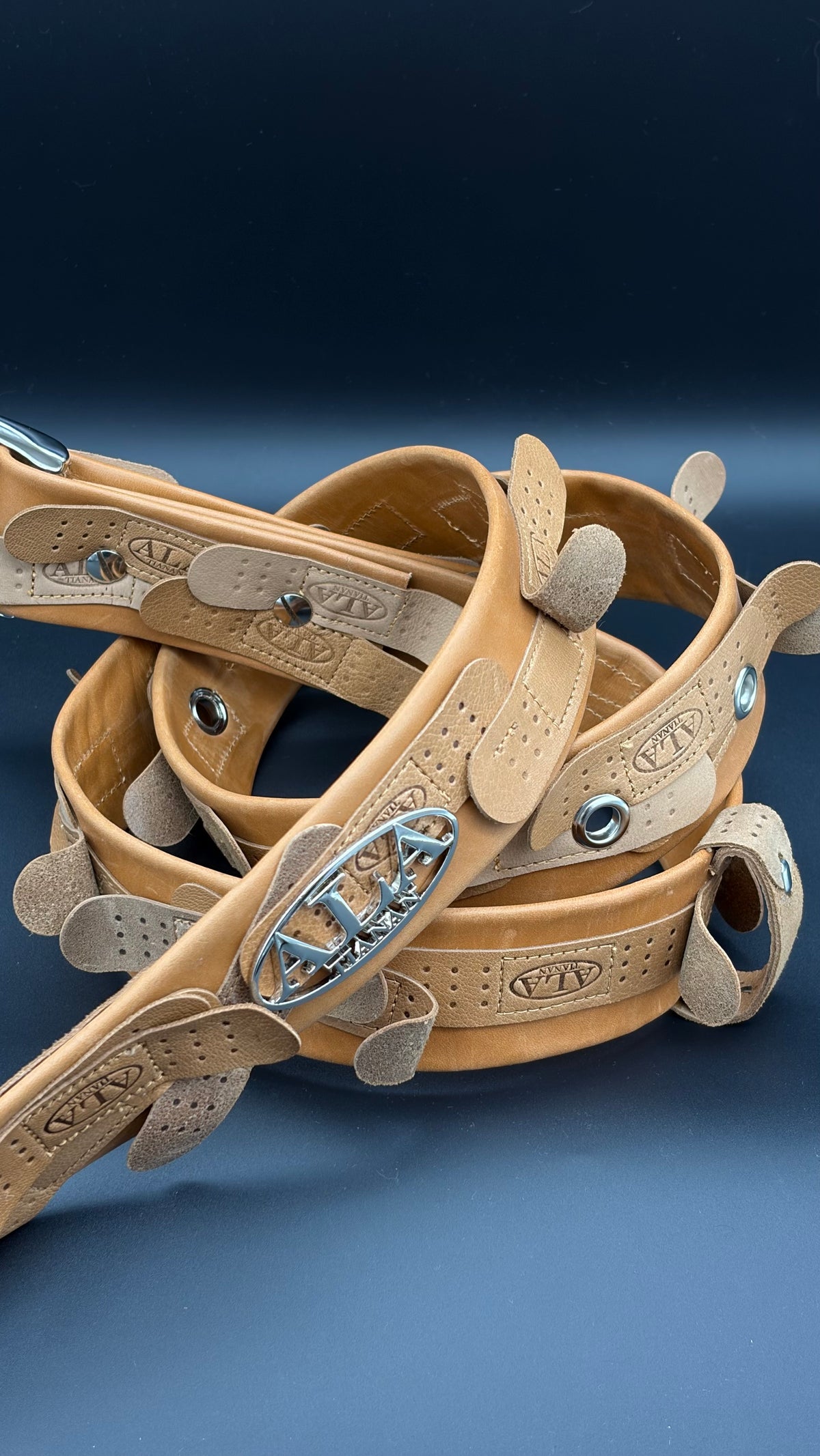 ALA TIANAN_Engraved Print Leather Band-Aid Belt