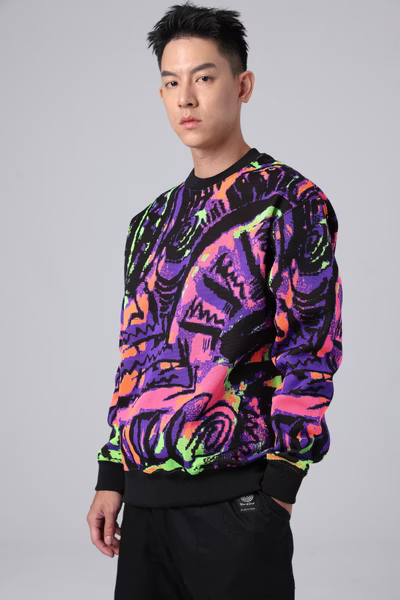 LOOSEJOINTS_Vernon O'Meally '30 SECONDS OVER WONDERLAND' KNIT CREW (Purple)