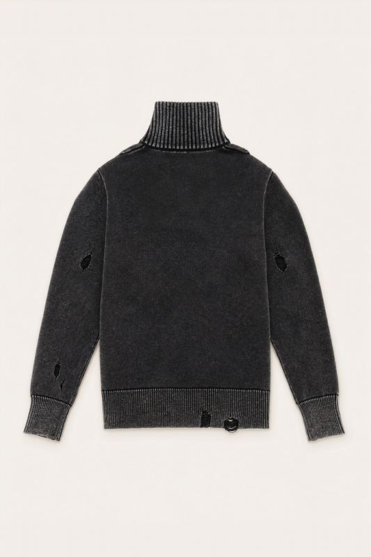 AVAVAV_COTTON ZIP KNIT SWEATER (Black)