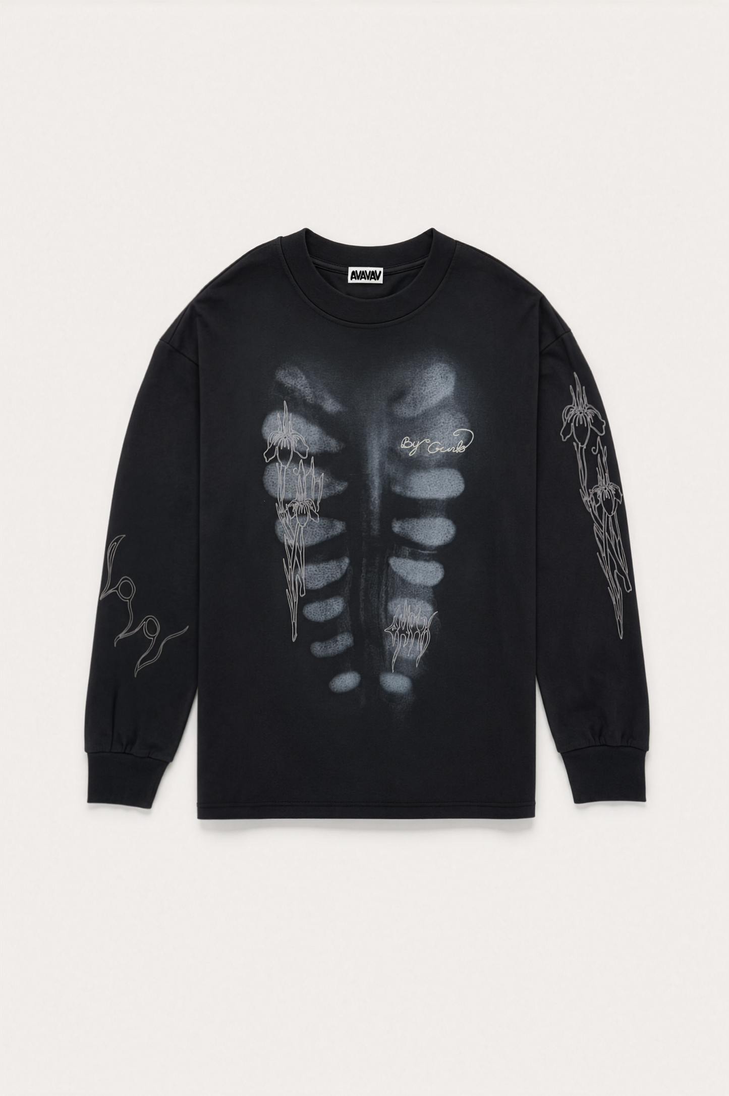 AVAVAV_X-RAY HANDWRITING LONG SLEEVE (Black)