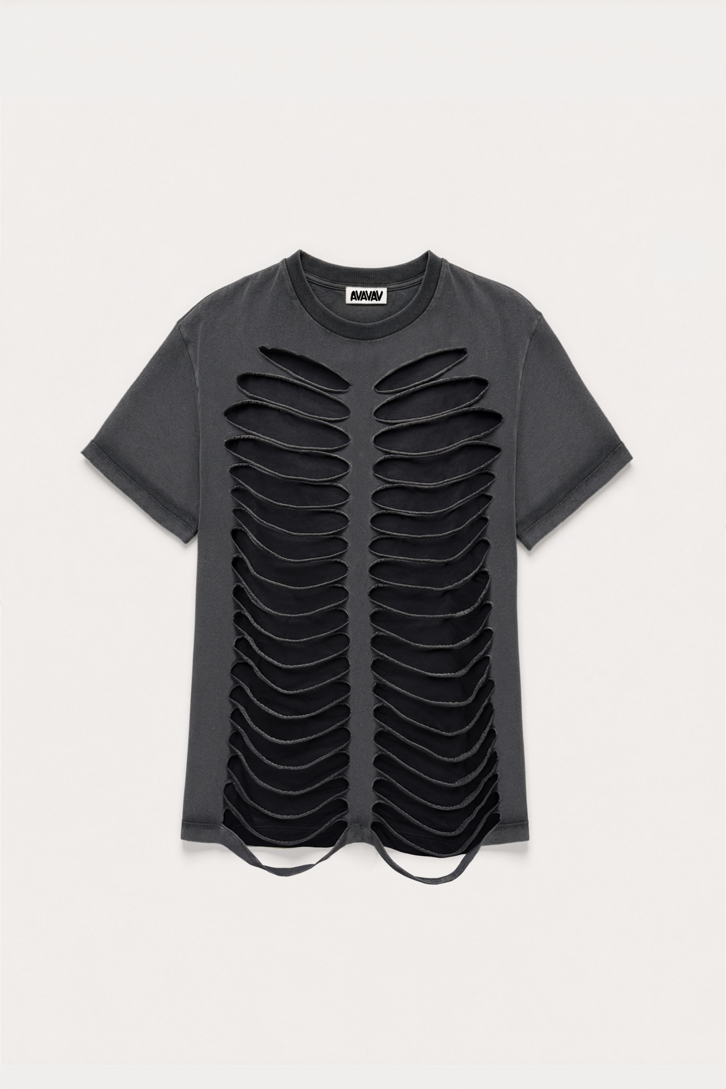 AVAVAV_CUT-OUT DOUBLE LAYER T-SHIRT (Black)