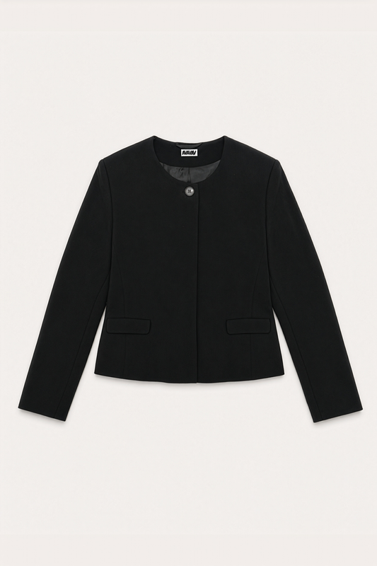 AVAVAV_PETITE PLEATED BLAZER (Black)