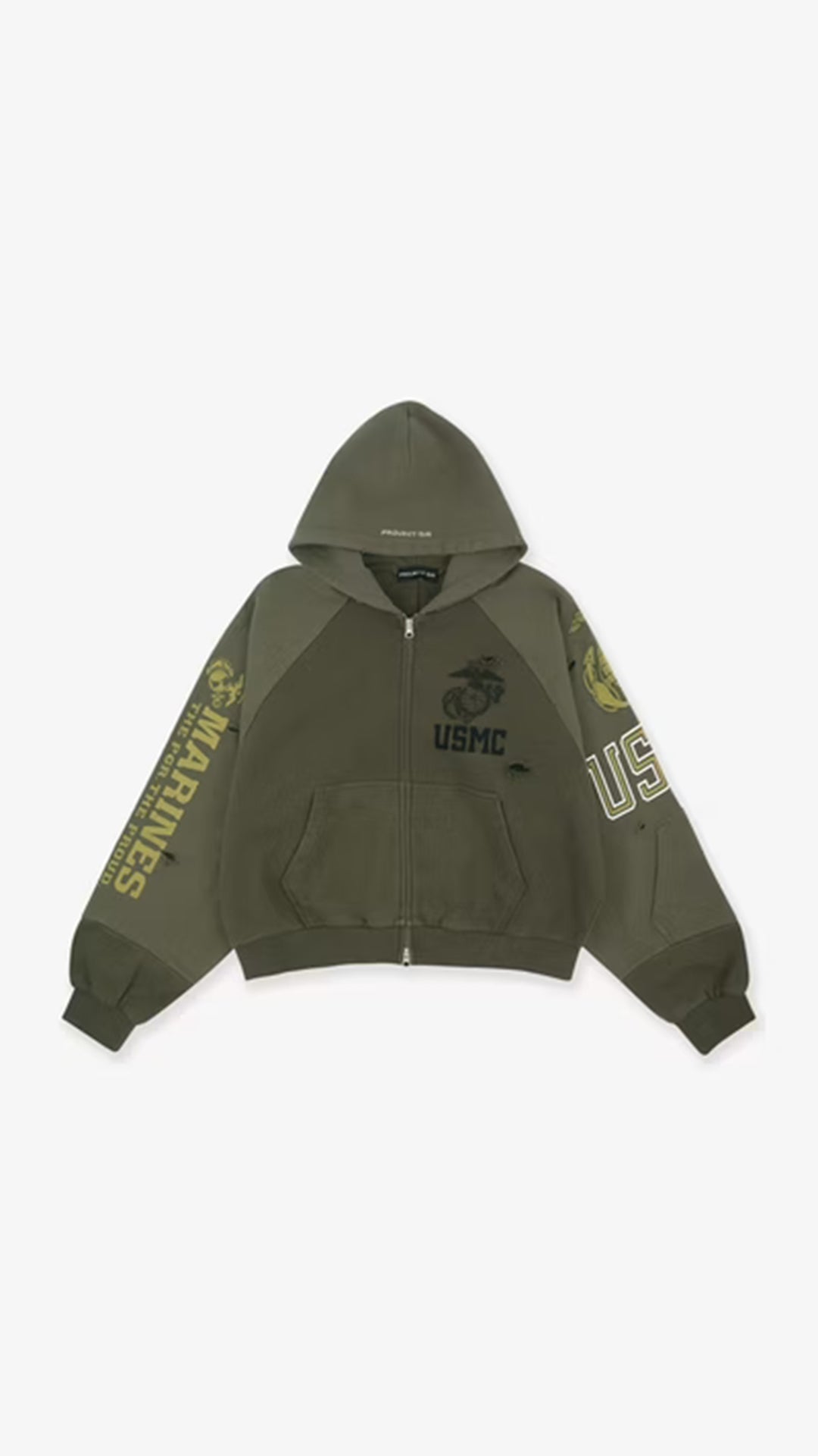 PROJECT G/R_RECONSTRUCTED FOLDED ZIP HOODIE (Khaki)