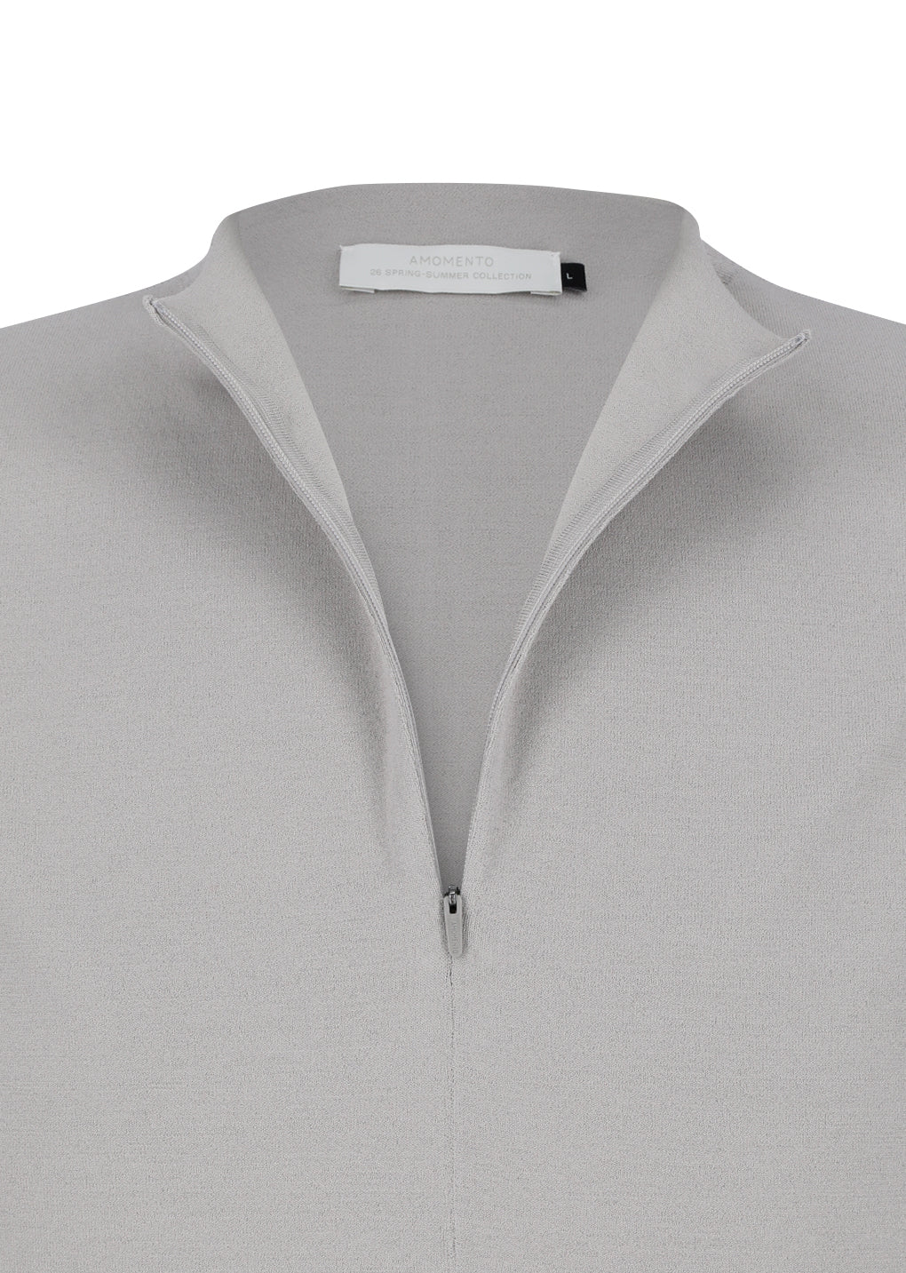 AMOMENTO_HALF ZIP-UP KNIT (Grey Beige)