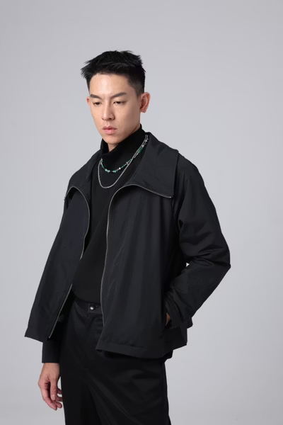 INCODER_High collar A line jacket