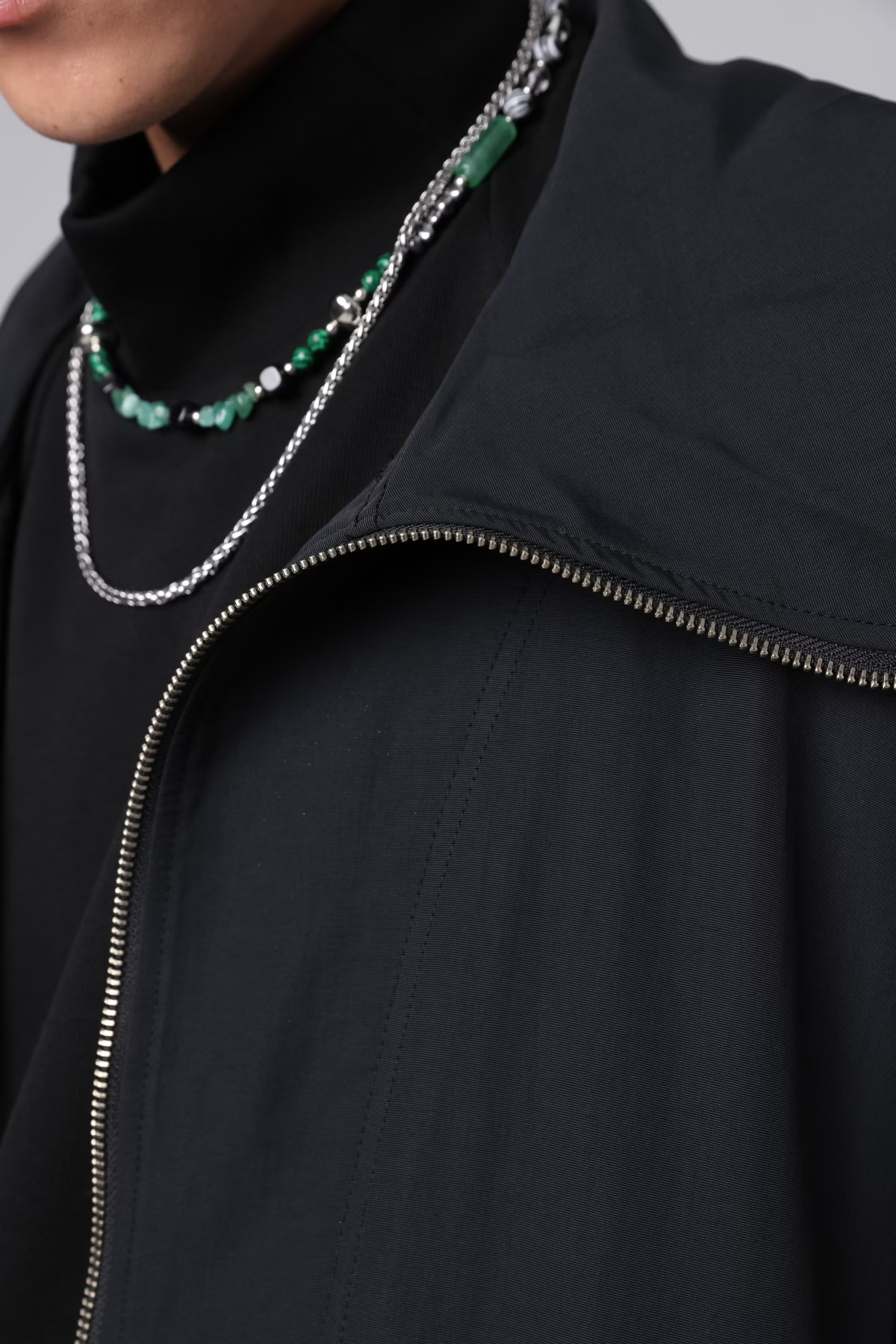 INCODER_High collar A line jacket