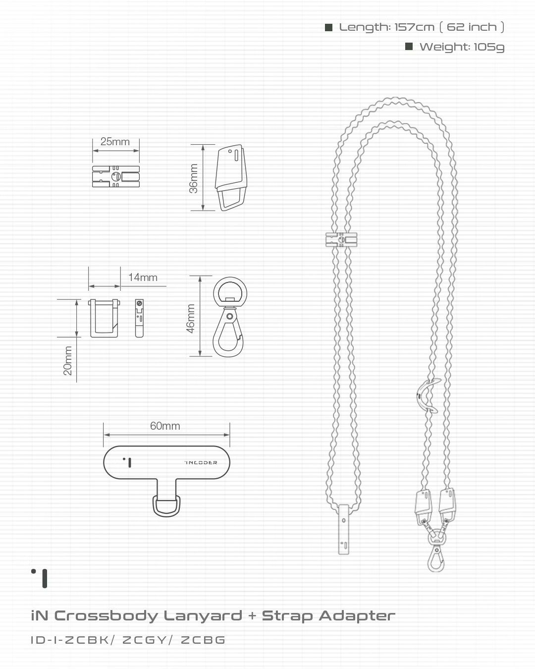 INCODER_iN Crossbody Lanyard+Strap Adapter