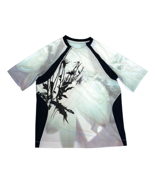 ALA TIANAN_DRAPED FLORAL FOOTBALL JERSEY (White)