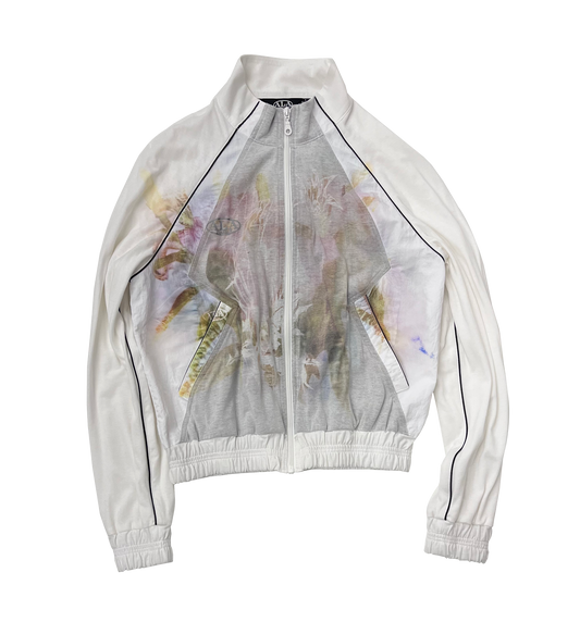 ALA TIANAN_Floral Reflective Print Jersey Tracksuit Jacket (White)