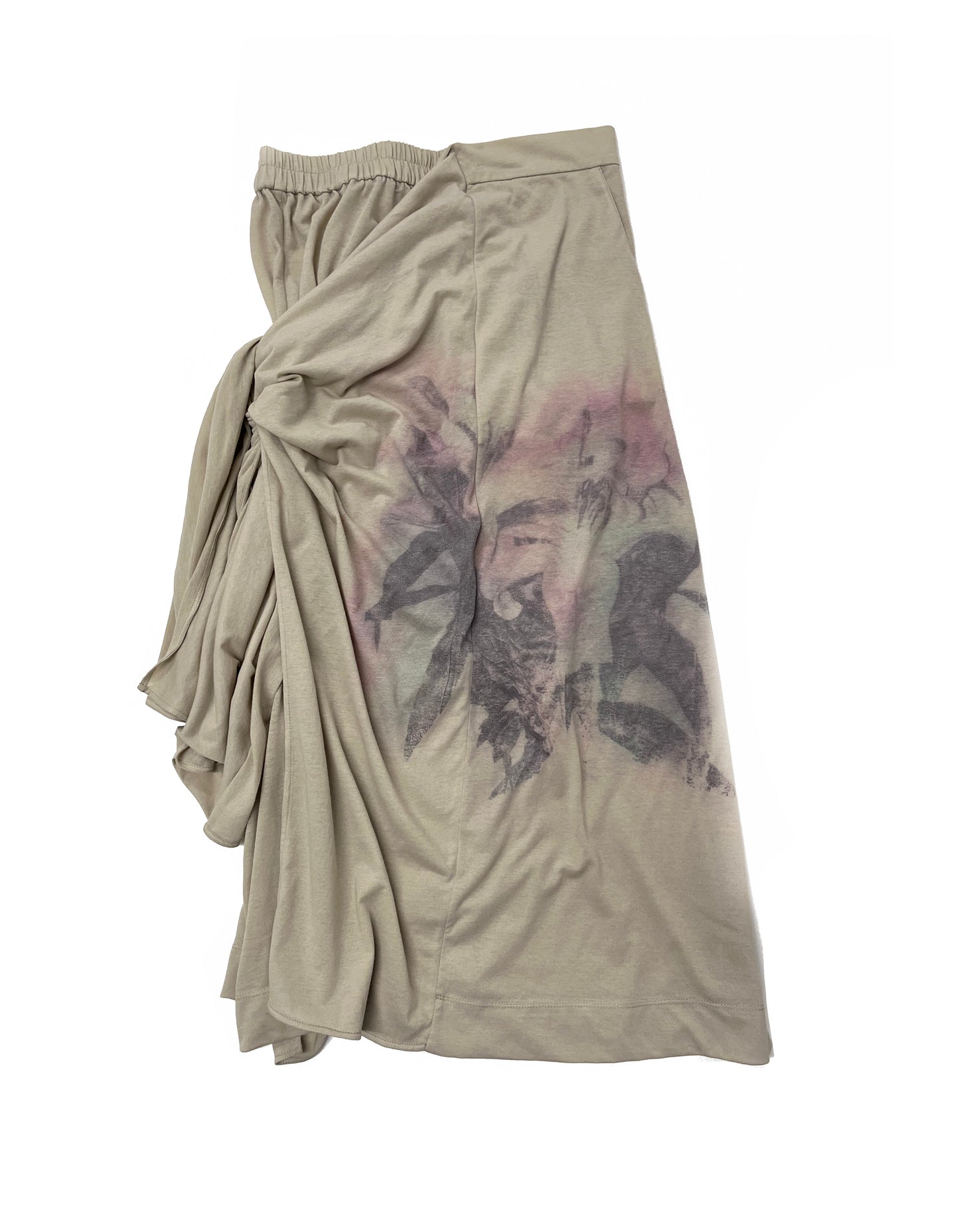 ALA TIANAN_JERSEY PRINTED WRAP SKIRT (Beige)