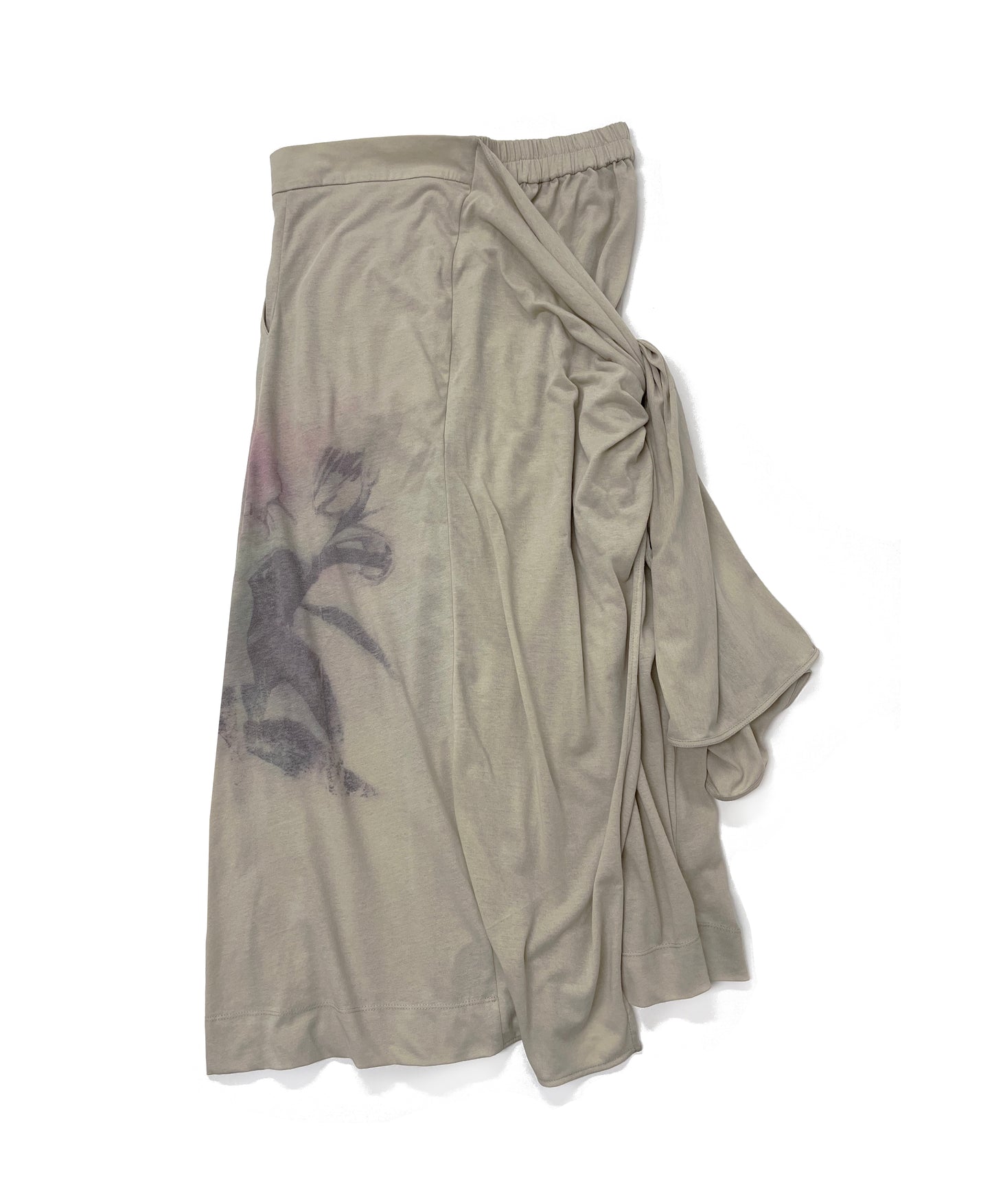 ALA TIANAN_JERSEY PRINTED WRAP SKIRT (Beige)