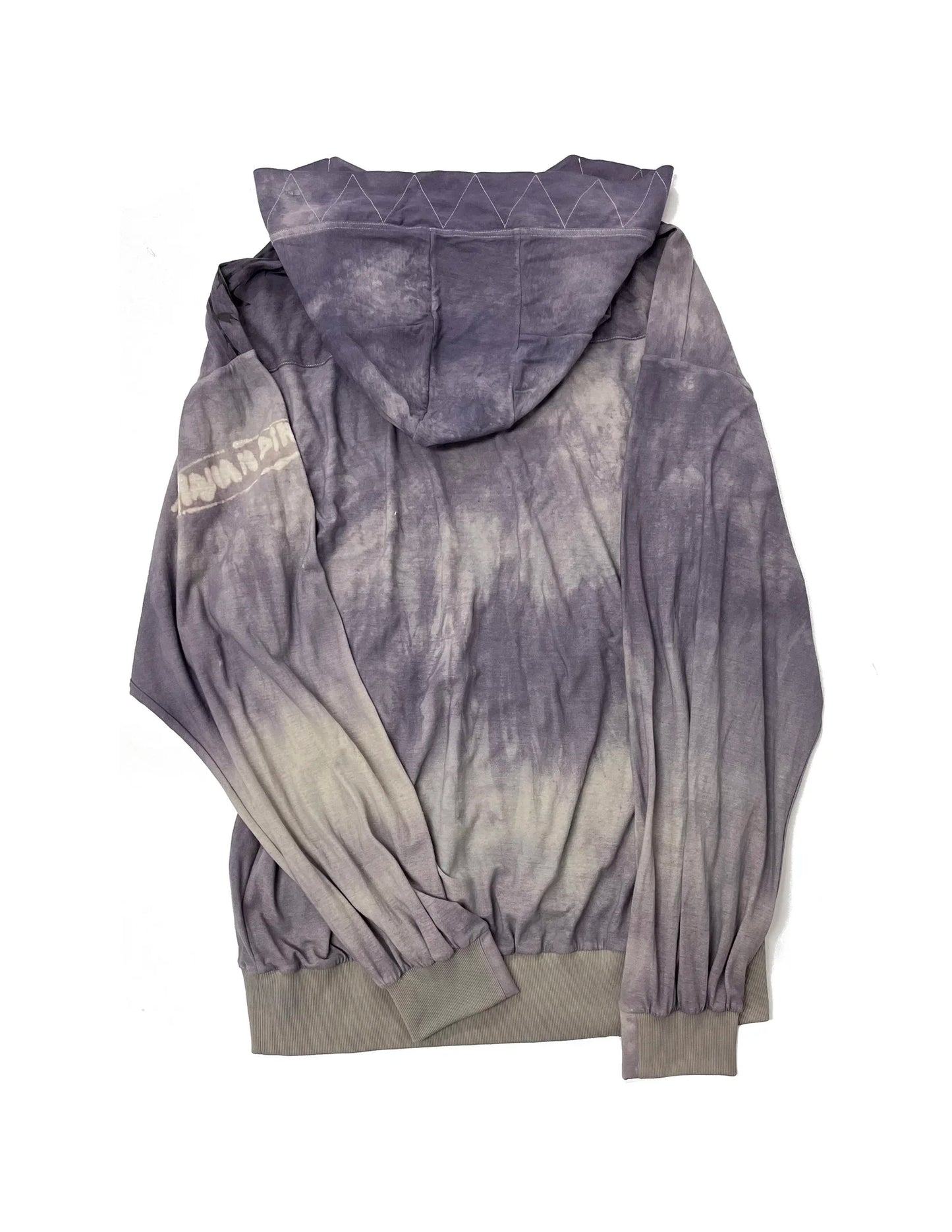ALA TIANAN_HAND-DYED FLOWER PRINTED DISTRESSED HOODIE (Purple)