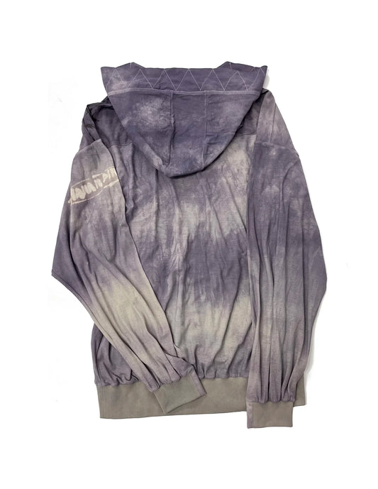 ALA TIANAN_HAND-DYED FLOWER PRINTED DISTRESSED HOODIE (Purple)