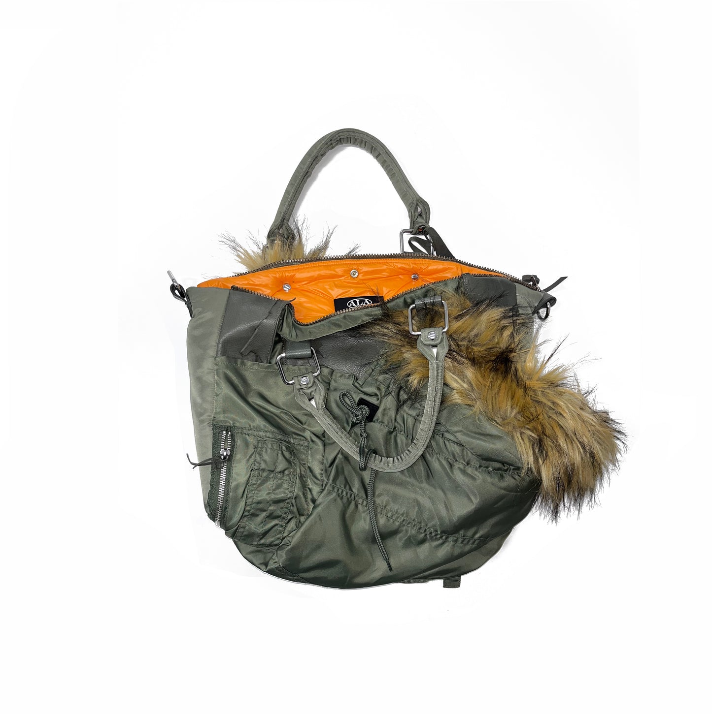 ALA TIANAN_MA-1 LEATHER+NYLON HANDBAG (Green)