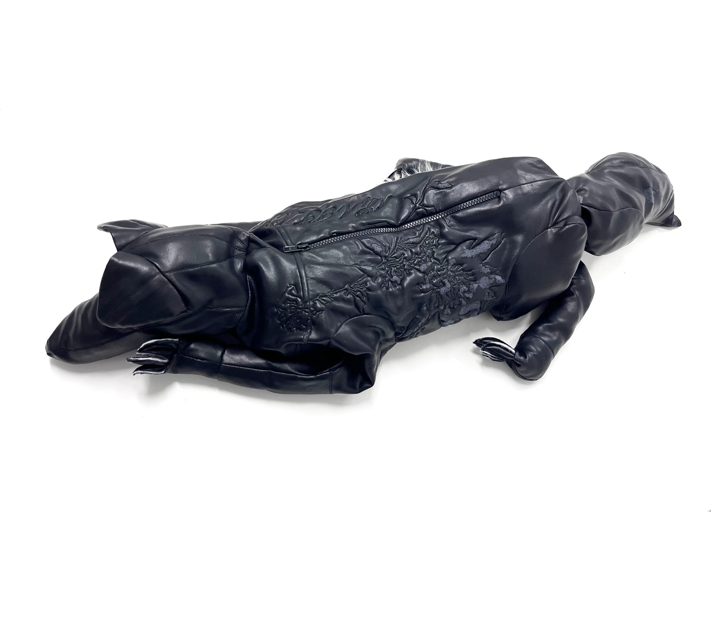 ALA TIANAN_EMBROIDERED LAMBSKIN DRAPED CROSS-BODY BAG (Black)