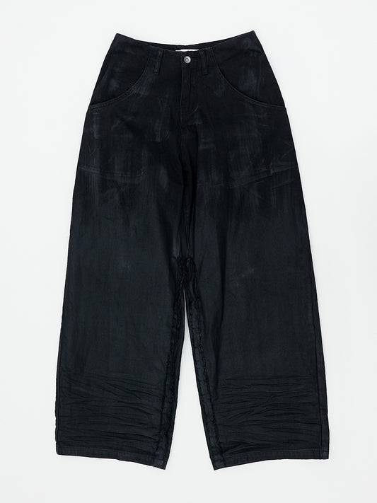pip workspace_Waxed Wide Trouser (Black)