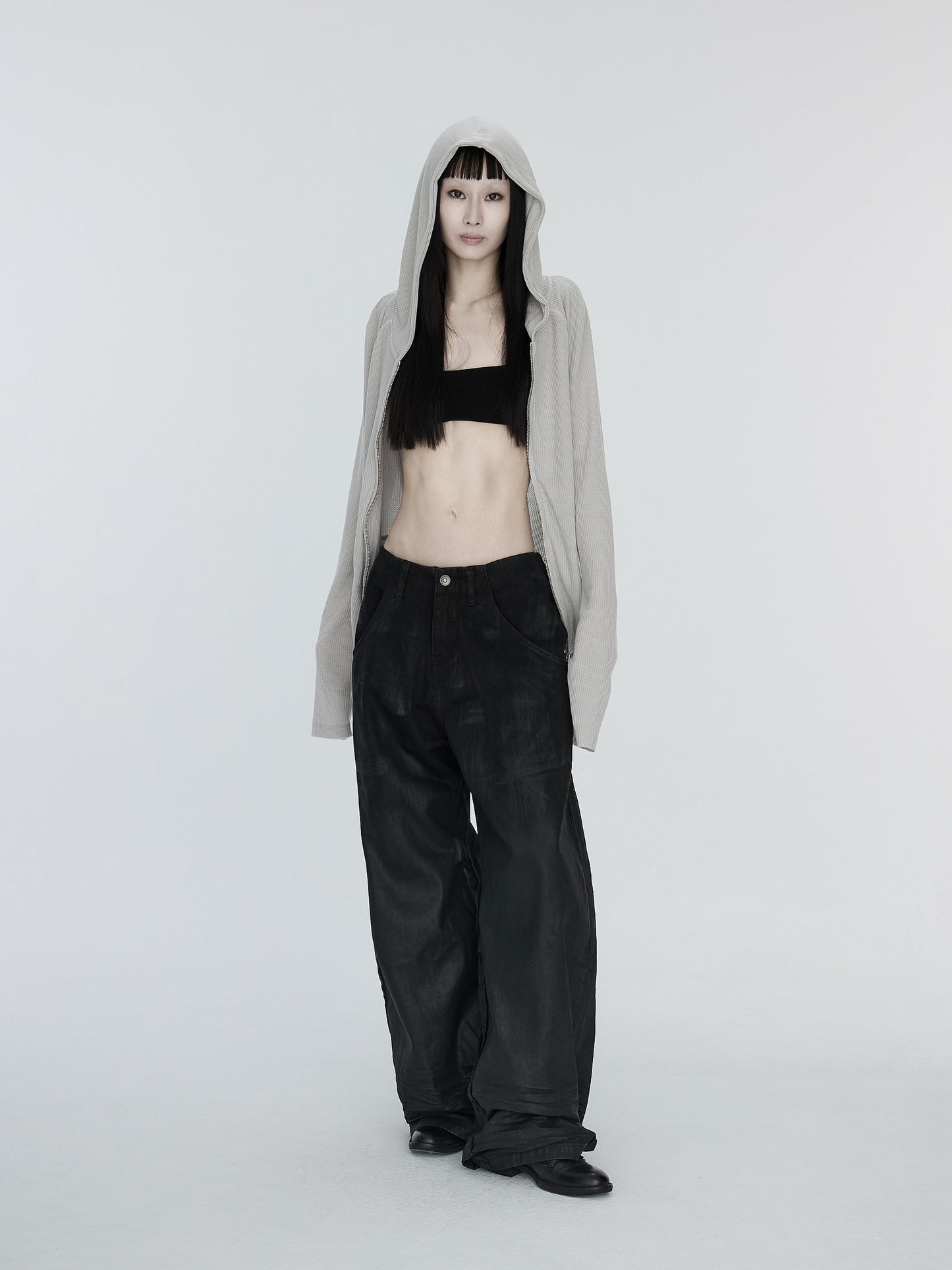 pip workspace_Waxed Wide Trouser (Black)