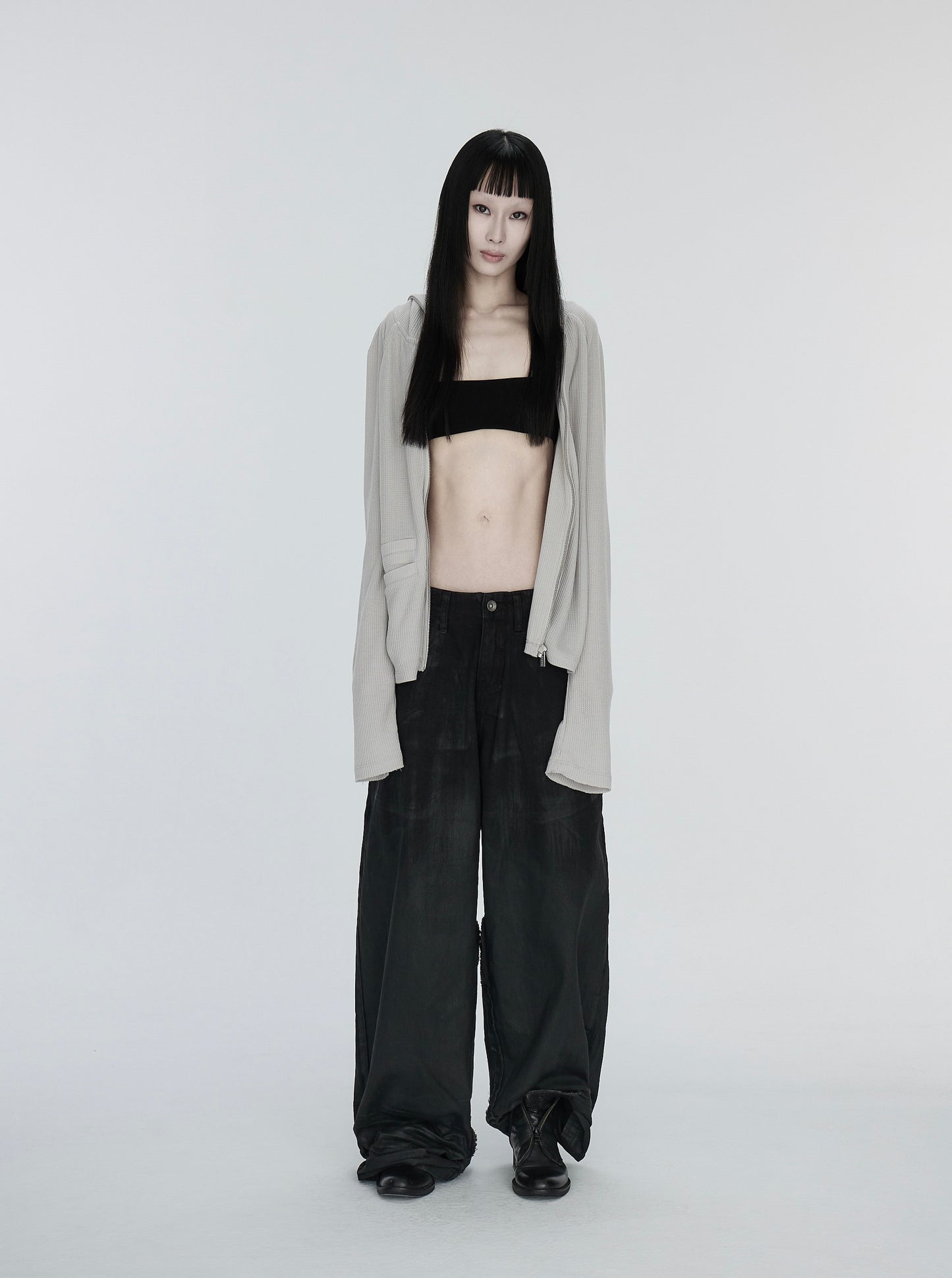 pip workspace_Waxed Wide Trouser (Black)