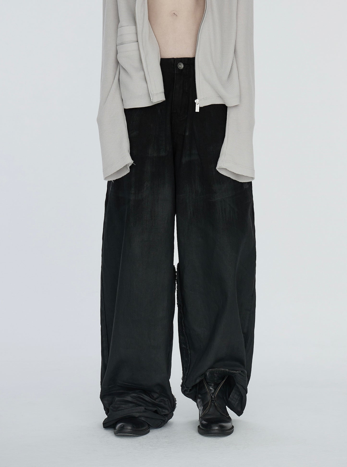 pip workspace_Waxed Wide Trouser (Black)