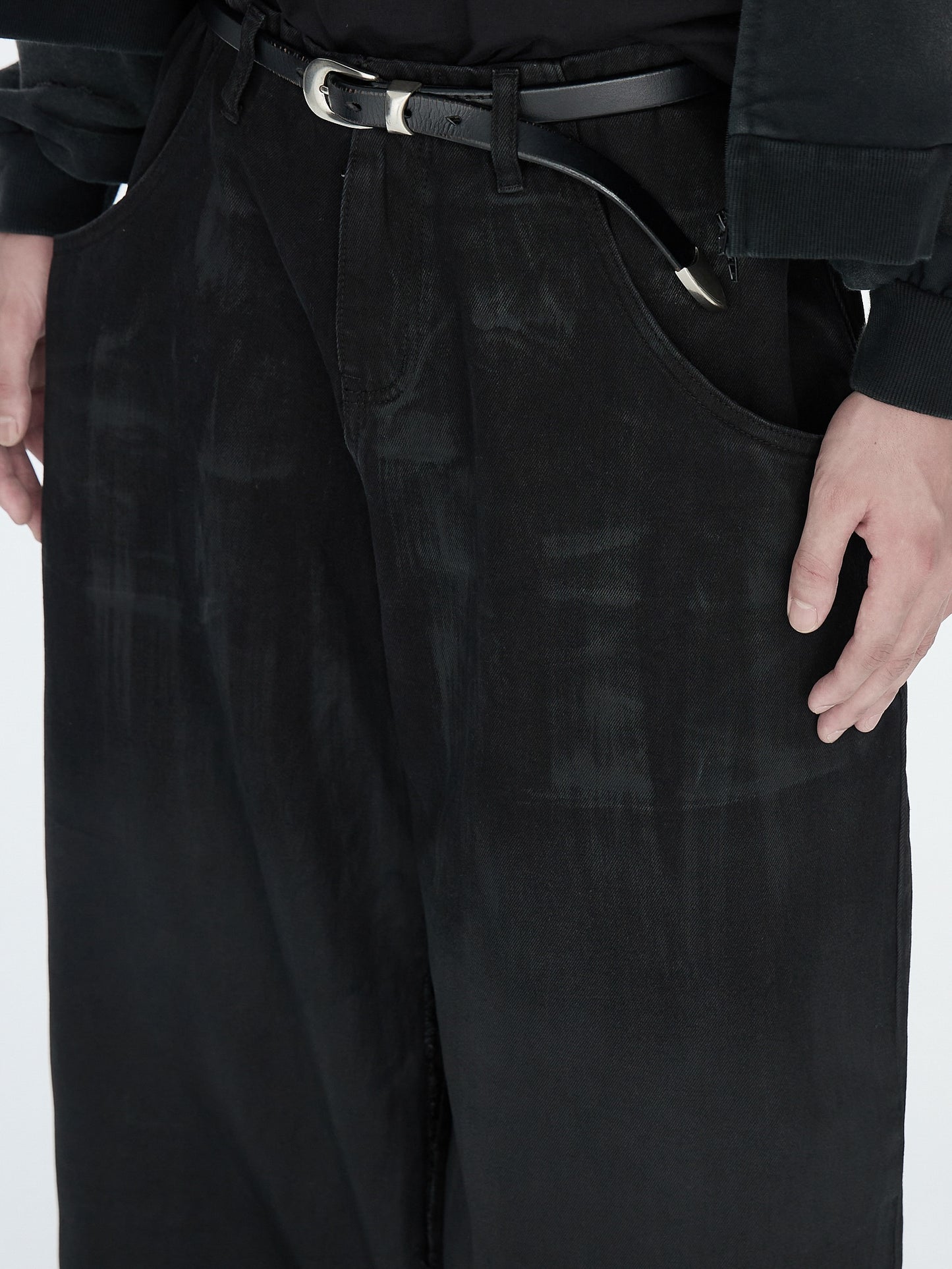 pip workspace_Waxed Wide Trouser (Black)