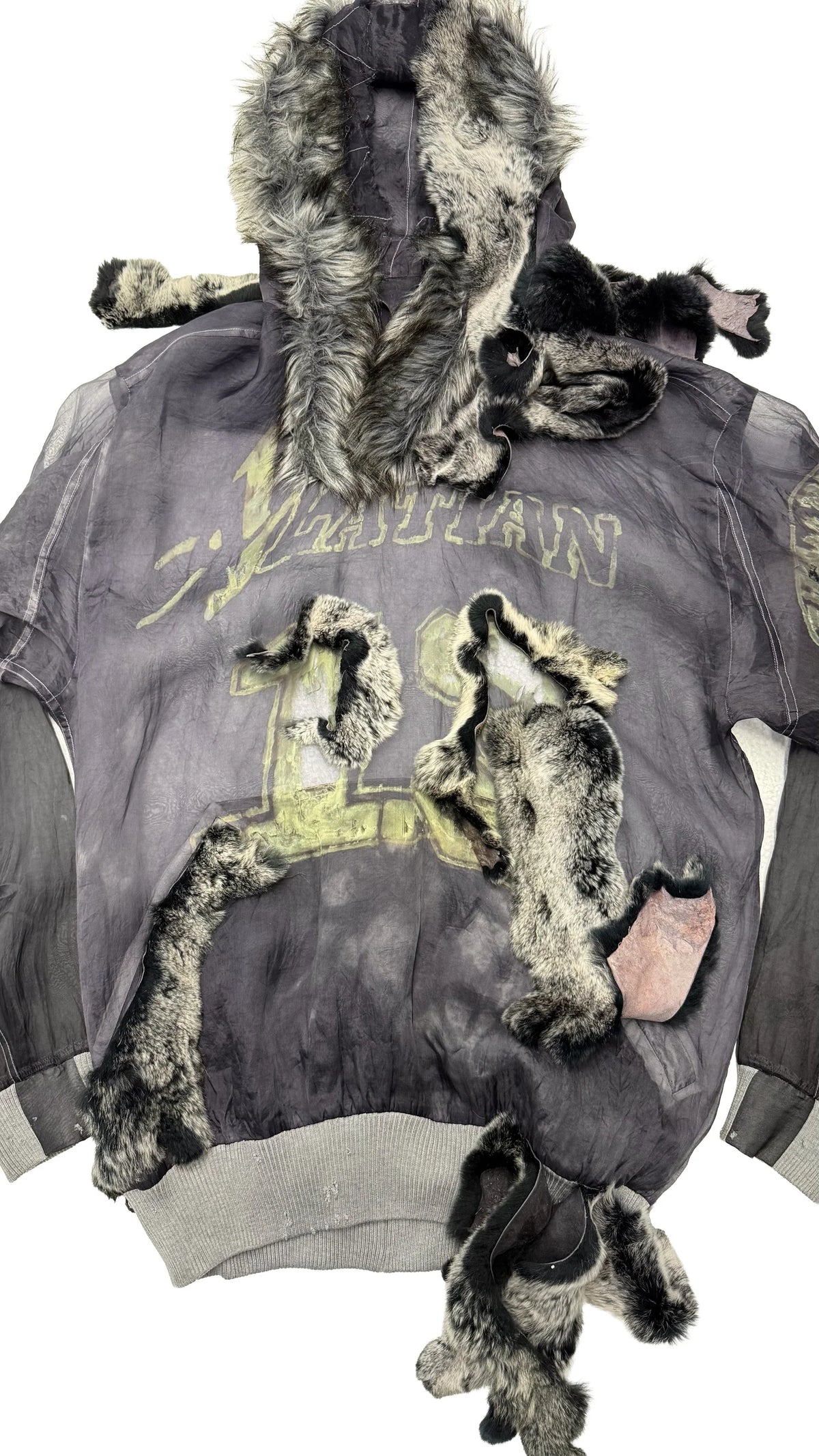ALA TIANAN_Hand-Embroidered Fur Trim Silk Hoodie